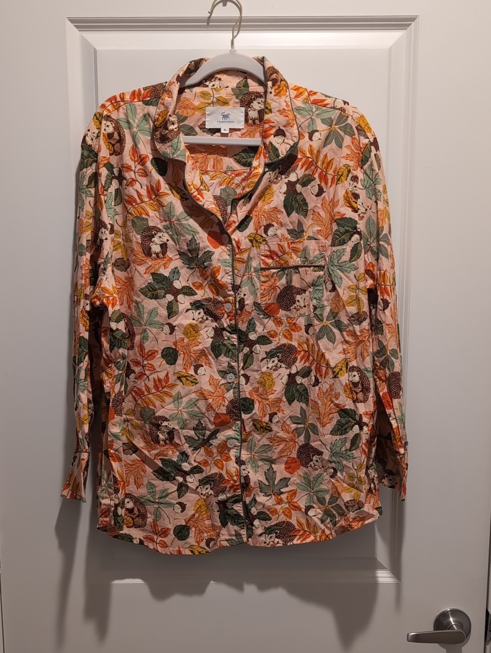 Printfresh Pink Leaf & Multicolor Floral Long-Sleeve Pajama Shirt